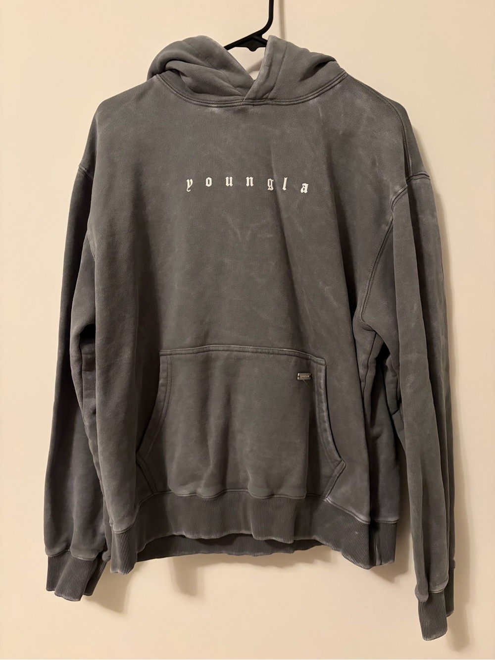 YoungLA Washed Charcoal Logo Pullover Hoodie men’s Medium